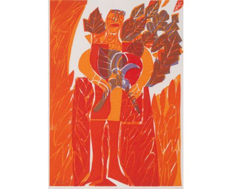 Grieshaber, HAPRot an der Rot, 1909 - Reutlingen, 1981Blattgröße: 66 x 47,5 cm, R."Lob der Gärtner von Herrenhausen", 1966. H