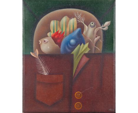 Boernieck, GertrudKöln, 1931 - 201730 x 24,5 cm, R.Stillleben mit Fisch, 1976. Öl auf Leinwand. In Öl unten rechts signiert s