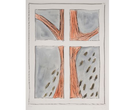 Förg, GüntherFüssen, 1952 - Freiburg i. Br., 2013Blattgröße: 99,5 x 75 cm; 79,5 x 60 cm, o. R.Baum, 2003. Aquarellierte Radie