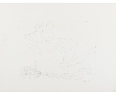 Grieshaber, HAPRot an der Rot, 1909 - Reutlingen, 1981Blattgröße: 49,5 x 65 cm; 32 x 42,5 cm, o. R."Württembergia", 1962. Ste
