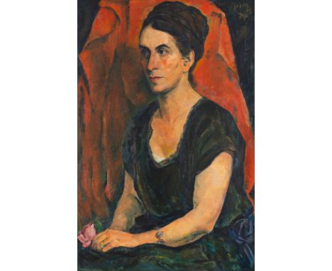 Schaller-Härlin, KäteMangalore, 1877 - Stuttgart, 1971.73 x 47 cm, R.Damenbildnis, 1924. Öl auf Karton. In Öl oben rechts mon