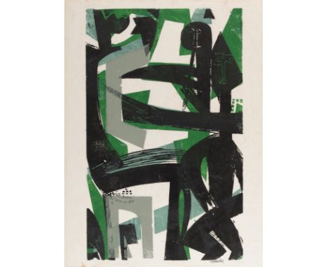 Grieshaber, HAPRot an der Rot, 1909 - Reutlingen, 1981Blattgröße: 68,2 x 54,6 cm; 68 x 42,5 cm, o. R."Fest",  1968. Farbholzs