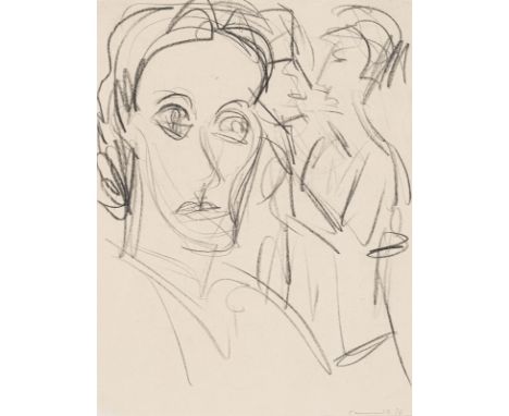 Camenisch, PaulZürich, 1893 - Basel, 197043,5 x 33,5 cm, R.Frauenkopf mit Figuren, 1926. Bleistift auf Papier. In Bleistift u