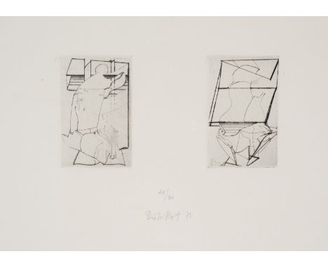 Roth, DieterHannover, 1930 - Basel, 1998Blattgröße: 39 x 53 cm, R."Zwei Personen", 1971. Radierung auf Bütten. In Bleistift m