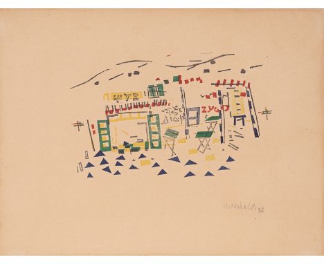 Grieshaber, HAPRot an der Rot, 1909 - Reutlingen, 1981Blattgröße: 29,8 x 38,2 cm; 14,9 x 23,4 cm, R."Taverne", 1932. Farbholz