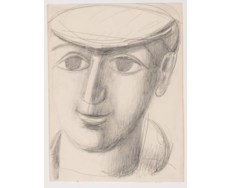 Wörn, WalterStuttgart, 1901 - 196328 x 21 cm, R."Männlicher Kopf", 1955. Bleistift auf Papier. Rückseitig auf einem Galerieet