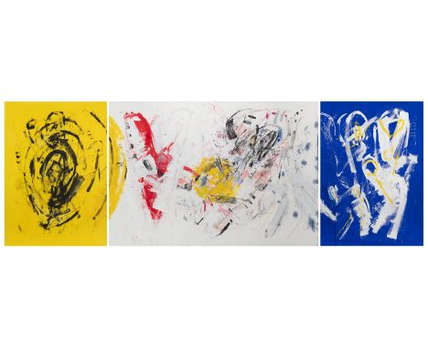 Czichon, JoachimPokóy/Polen, geboren 1952140 x 400 cm, o. R.Offene Figuration mit Herz und Spirale, 1991. Mischtechnik auf Ne