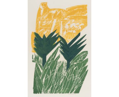 Grieshaber, HAPRot an der Rot, 1909 - Reutlingen, 1981Blattgröße: 67 x 64,5 cm; 47,5 x 29,3 cm, o. R."Blumenvogel", 1940. Far