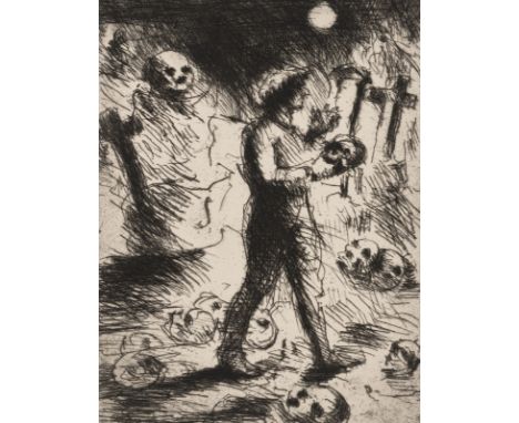 Corinth, LovisTapiau, 1858 - Zandvoort, 1925Blattgröße: 38 x 28,2 cm; 23,5 x 18 cm, o. R."Der Poet auf dem Friedhof", 1925. R