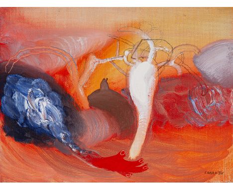 Solakov, NedkoTscherwen, 195727 x 35 cm, R.Ohne Titel, 1987. Öl auf Leinwand. In Öl unten rechts signiert und datiert sowie r