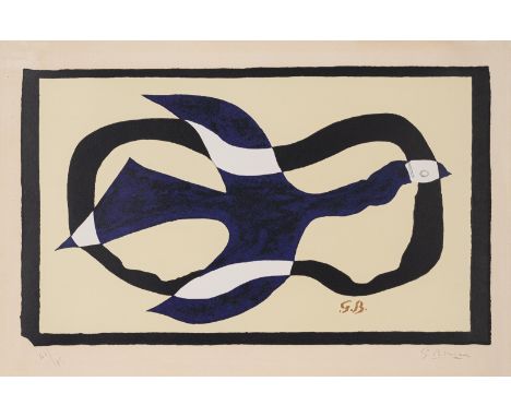 Braque, GeorgesArgenteuil, 1881 - Paris, 1963Blattgröße: 53,5 x 75 cm; 41 x 69 cm, R."Oiseau traversant un nuage (Oiseau XI)"
