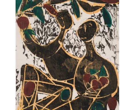 Grieshaber, HAPRot an der Rot, 1909 - Reutlingen, 198161 x 57 cm, R."Herbst", 1950. Farbholzschnitt auf Werkdruckpapier. In G