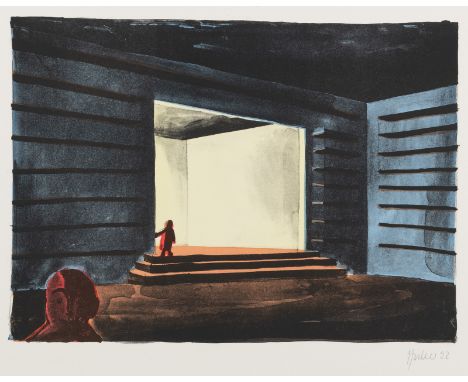 Huber, ThomasZürich, geboren 1955Blattgröße: 42 x 59,5 cm; 27 x 38 cm, o. R.Vorbereitung, 1992. Farblithografie auf Bütten. I