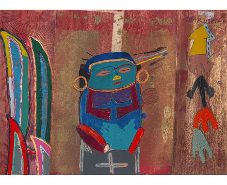 Beardsall, Jeffrey FrancisHereford, 194075 x 102 cm, R.Ohne Titel. Mischtechnik auf zweimal gefalztem Bütten. In Farbkreide o