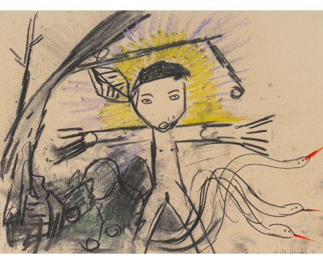 Ikemura, LeikoTsu, Präfektur Mie, Japan, geboren 195930 x 40 cm, R.Ohne Titel, 1986. Schwarze Kreide und Farbkreide auf Papie