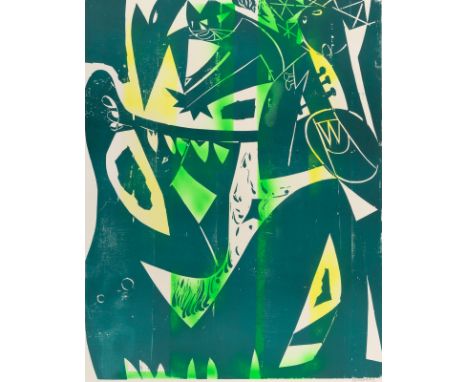 Grieshaber, HAPRot an der Rot, 1909 - Reutlingen, 1981Blattgröße: 94,6 x  68 cm; 78,5 x 62,5 cm, o. R."Fest", 1972. Holzschni