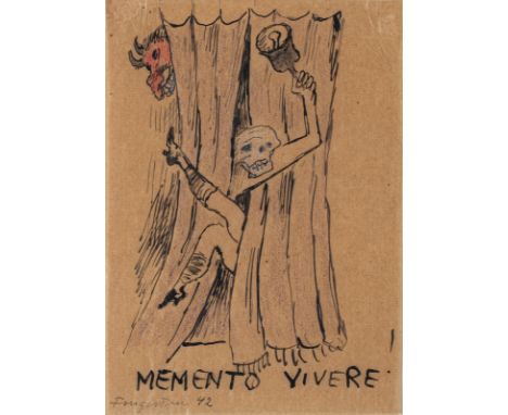 Fingesten, MichelBuczkowitz, 1884 - Cerisano, 194315 x 10,5 cm, R."Memento vivere!", 1942. Tusche, Bleistift und Farbstift au