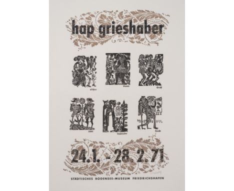 Grieshaber, HAPRot an der Rot, 1909 - Reutlingen, 1981Versch., o. R.5 Bl.: "HAP Grieshaber - Totentanz von Basel", 1966. "Flö