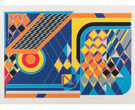 Hajek, Otto HerbertKaltenbach, 1927 - Stuttgart, 2005Blattgröße: 60 x 80 cm, o. R.Geometrische Komposition, 1996. Farbserigra