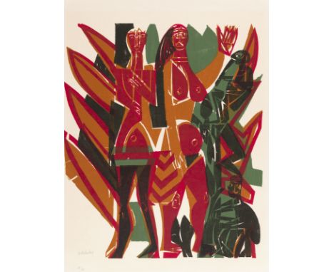 Grieshaber, HAPRot an der Rot, 1909 - Reutlingen, 1981Blattgröße: 67,3 x 52 cm; 57 x 49 cm, o. R."In taberna I", 1965. Farbho