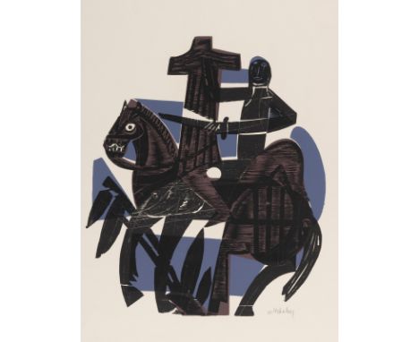 Grieshaber, HAPRot an der Rot, 1909 - Reutlingen, 1981Blattgröße: 67,5 x 51,7 cm; 45 x 38,5 cm, o. R."St. Martin", 1964. Farb