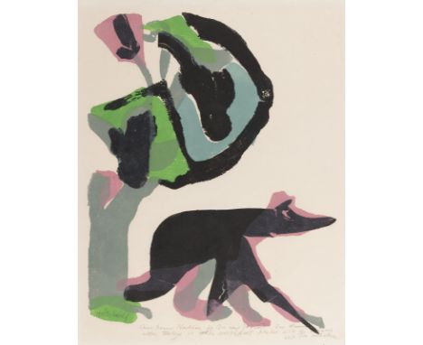 Grieshaber, HAPRot an der Rot, 1909 - Reutlingen, 1981Blattgröße: 67 x 53 cm, o. R."Honigbärchen", 1967. Farbholzschnitt auf 