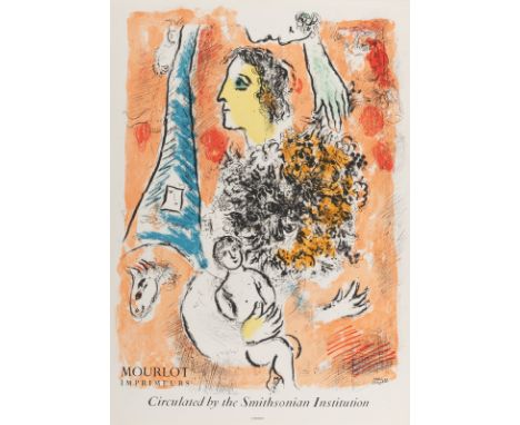 Chagall, MarcWitebsk, 1889 - Saint-Paul-de-Vence, 1985Blattgröße: 71,5 x  51,5 cm, o. R."Offrande à la Tour Eiffel", 1964. Fa
