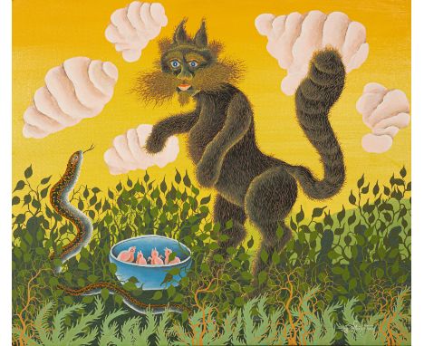 Klopotan, FranjoPresecno,  193850 x 60 cm, R.Der Kater. Öl auf Leinwand. In Öl unten rechts signiert.Privatsammlung, Hessen.