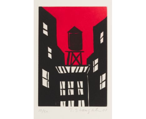 Slaughter, TomNew York City, 1955 - 2014Blattgröße: 37,7 x 28,5 cm, o. R.Ohne Titel, 2001. Farbradierung auf Bütten. In Bleis