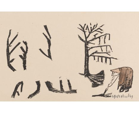 Grieshaber, HAPRot an der Rot, 1909 - Reutlingen, 1981Blattgröße: 42 x 57 cm; 25 x 40,5 cm, o. R."Reisigleserin", 1946. Holzs