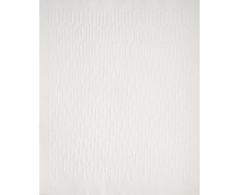 Uecker, GüntherWendorf/Mecklenburg, 1930Blattgröße: 60 x 49,5 cm; 53 x 44 cm, o. R.Ohne Titel, 1972. Prägedruck auf Bütten. I