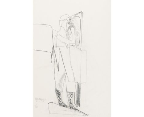 Holderried-Kaesdorf, RomaneBiberach/Riß, 1922 - 200770 x 46 cm, o. R."Sie steht auf dem Berg vor dem Spiegel", 1986. Graphit 