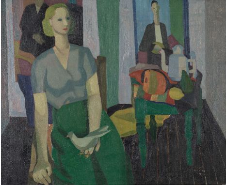 Bitter, TheoDen Haag, 1916 - 199450 x 60 cm, R."Interieur", 1949. Öl auf Leinwand. In der nassen Farbe unten rechts signiert 