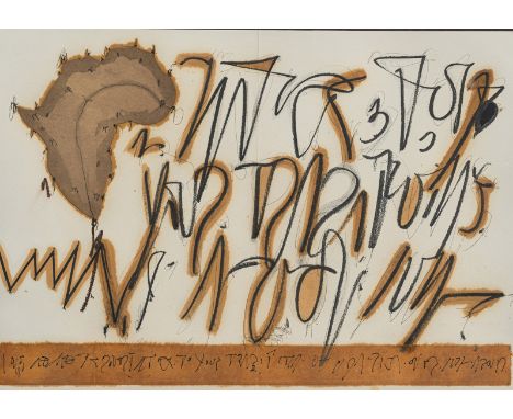 Zush, d. i. Alberto PortaBarcelona, 194636 x 50,5 cm, R."The bird of Africa", 1977. Mischtechnik auf Papier. Öl und Collage a