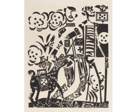 Grieshaber, HAPRot an der Rot, 1909 - Reutlingen, 1981Blattgröße: 68 x 53,7 cm; 43,5 x 34,7 cm, o. R."Der Blinde", 1966. Holz