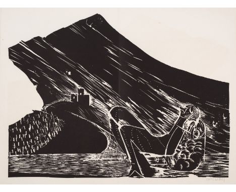 Grieshaber, HAPRot an der Rot, 1909 - Reutlingen, 1981Buchformat: 40,5 x 27,5 x 1,5 cm"Hap Grieshaber / Der Rhein", 1965. Buc