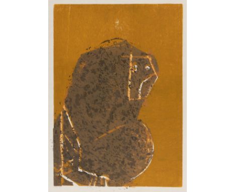 Grieshaber, HAPRot an der Rot, 1909 - Reutlingen, 1981Blattgröße: 65,5 x 50,5 cm; 53 x 37,7 cm, o. R."Affe (Peggy)", 1962. Fa