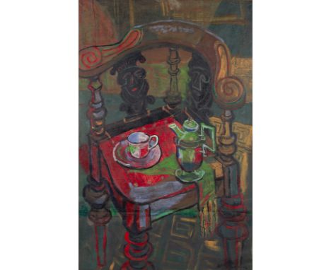 Jürgens, H.74 x 48 cm, R."Das gute Stück", 1954. Öl auf Papier, auf Hartfaser aufgelegt. In Öl unten rechts signiert und dati