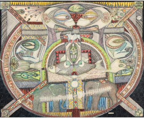 Schuldhess, Jörg ShimonBasel, 1941 - 199263 x 76 cm, o. R."C'est mon passport de moi", 1970. Mischtechnik auf festem Papier. 