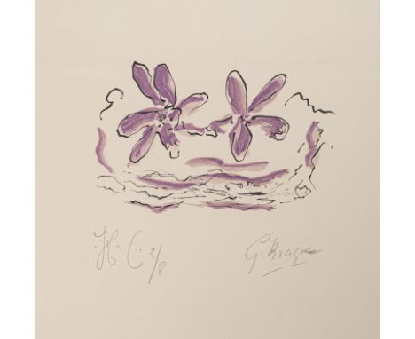 Braque, GeorgesArgenteuil, 1881 - Paris, 1963Blattgröße: 37,5 x 28 cm, R.Ohne Titel, 1963. Farblithografie auf Bütten aus der