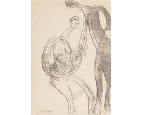 Grieshaber, HAPRot an der Rot, 1909 - Reutlingen, 198129,5 x 21 cm, o. R.Ohne Titel, 1980. Bleistiftzeichnung über einer Abli