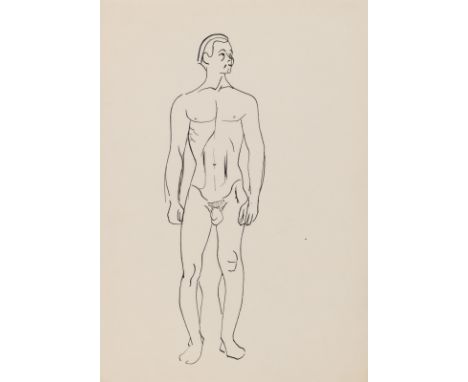 Barta, LászlóNagykoerös, 1902 - St. Tropez, 196138,3 x 28 cm, o. R.3 Bl.; Männliche Akt. Tuschfeder auf dünnen Papier.Sammlun