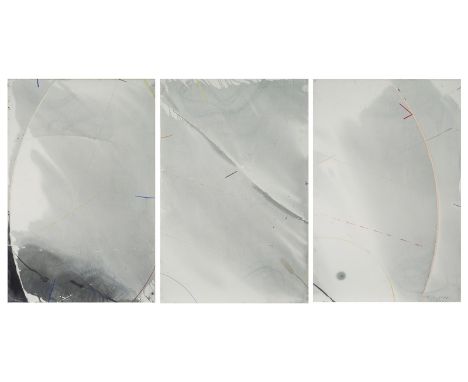 Heider, KlausGöppingen, 1925 - Stuttgart, 2013Je 122 x 81 cm, R.Ohne Titel, 1985. Aquarell und Farbkreide auf Bütten. Triptyc