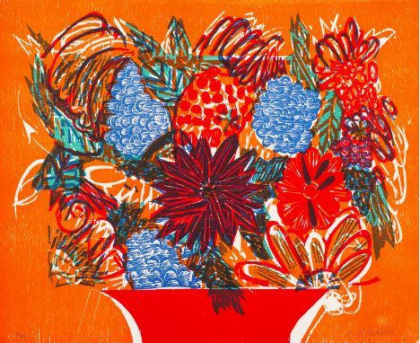 Grieshaber, HAPRot an der Rot, 1909 - Reutlingen, 1981Kassettenformat: 48,5 x 387 x 2 cm"Die Arche", 1975. Folge von sechs Fa