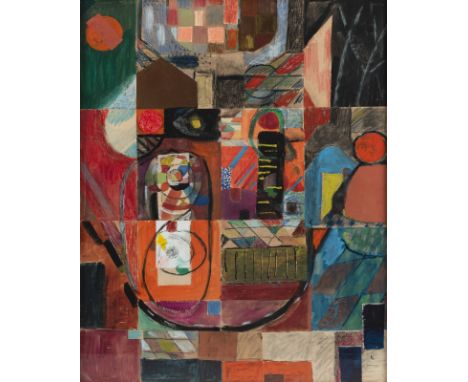 Kerkovius, IdaRiga, 1879 - Stuttgart, 1970120 x 96 cm, R."Komposition", 1960. Mischtechnik auf Papierbögen. In Faserstift auf
