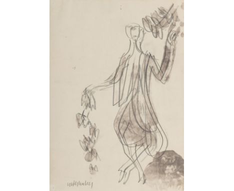 Grieshaber, HAPRot an der Rot, 1909 - Reutlingen, 198129,5 x 21 cm, o. R.Ohne Titel, 1980. Bleistiftzeichnung über einer Abli