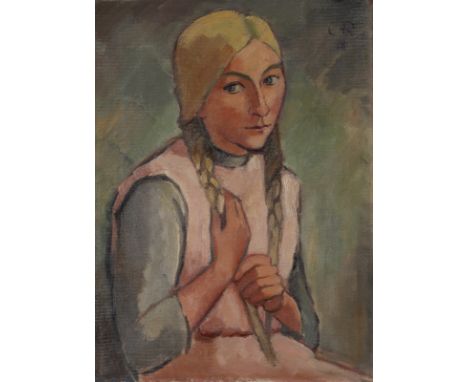 Rühle, ClaraStuttgart, 1885 - Münsingen, 194760 x 44 cm, R."Mädchenbildnis", 1918. Öl auf Leinwand. In Öl oben rechts monogra