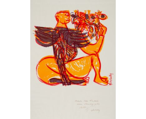 Grieshaber, HAPRot an der Rot, 1909 - Reutlingen, 198147 x 47 cm, R."Eta". Farbserigraphie nach einem Holzschnitt auf Papier.