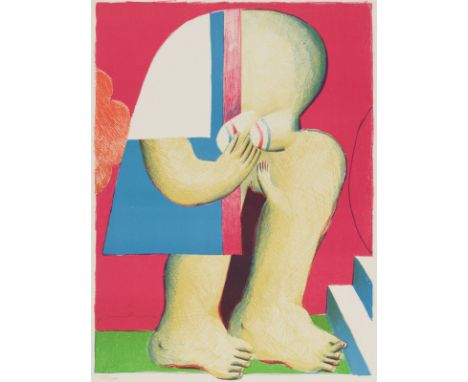 Antes, HorstHeppenheim, 1936Blattgröße: 56 x 42 cm, o. R."Maskierte Figur mit Treppe", 1965. Farboffsetlithografie auf Offset