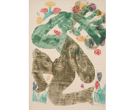 Grieshaber, HAPRot an der Rot, 1909 - Reutlingen, 1981Blattgröße: 70 x 50,5 cm, o. R."Pan", 1949. Farbholzschnitt auf Werkdru